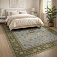 thumbnail image 3 of ODIKA 8'x10' Washable Area Rug Durable, Non-Slip Green Beige Sage Floral Medallion Elegant Botanical Motif with Ornate Border for Living Room, Under Sectional, Family, 3 of 7