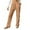a-201Brown46, variant on Womens Solid Color Crinkle Textured Straight Leg Pants With Drawstring Elastic High Waist Pockets For Casual Daily Wear Summer Loungewear Brown