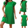 Women's Summer Dresses 2024 Ruffle Short Sleeve Pleated Mini Dresses ALine Flowy Sundresses