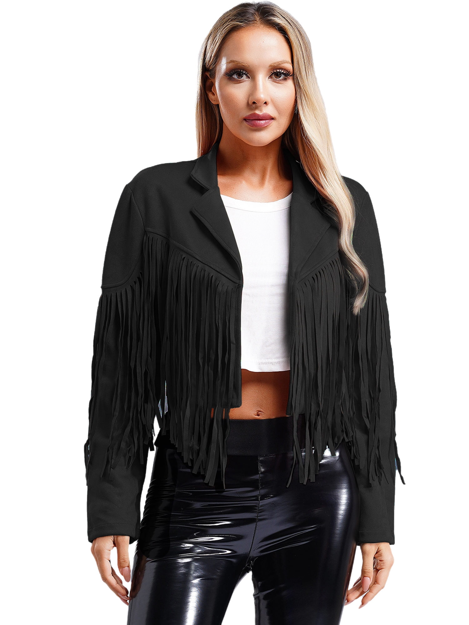 Brnmxoke Womens Vintage Western Fringe Coat Tops Classic