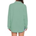 thumbnail image 5 of Camisa HOTOUCH de lino con botones para mujer, manga larga, verde, talla M, 5 of 5