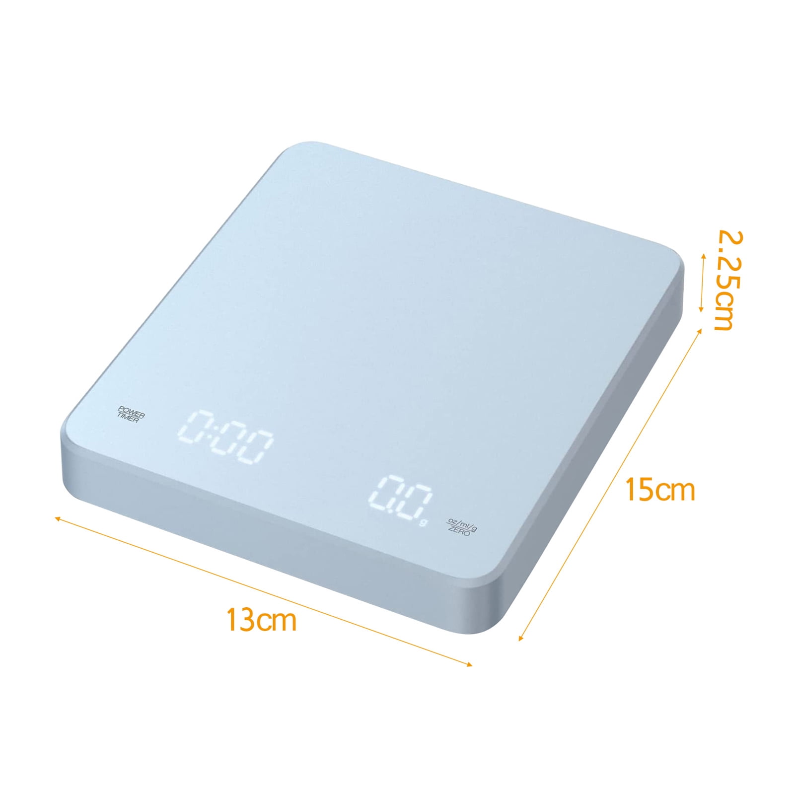 YAHHU High Precision Digital Coffee Scale with Built-In Timer and LED Display, USB Type-C Rechargeable Espresso Scale, 3000g / 6.6 lbs Max Weighing, 0.1g Accuracy, Measures in oz/ml/g, Light Blue