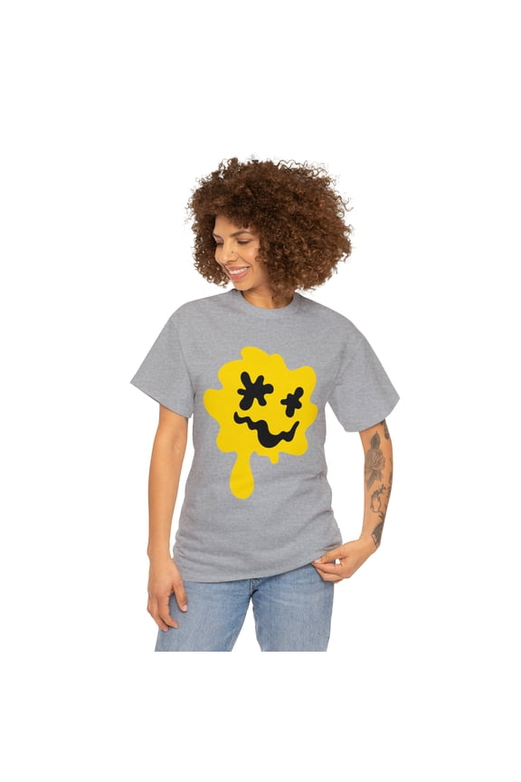 Splat smiley face emoji Unisex Heavy Cotton Tee