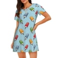 thumbnail image 1 of Saiise Chemise de Nuit à Manches Courtes Motif Crème Glacée pour Femmes Col Rond Mignonne Robe de Nuit Confortable à Volants, 1 of 6