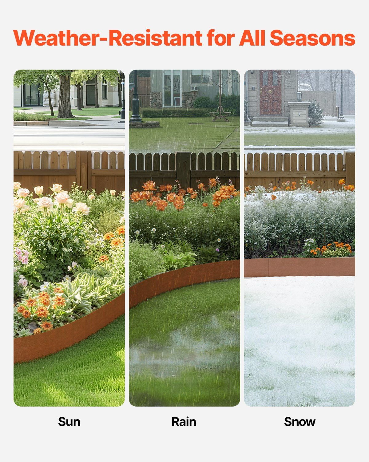 Steel Landscape Edging 6 Packs 40 x 8 Inch Weather Resistant Pre Rust Metal Bendable Garden Border Shark Spike Lawn Edging for Flower Bed Yard Pathway Divider