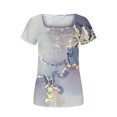 thumbnail image 4 of Fesfesfes Womens Work Tops Women's Fashion Printed T-shirt Mid-length 3/4 Sleeves Blouse Round Neck Casual Tops T Shirt Women 10(XL), 4 of 5