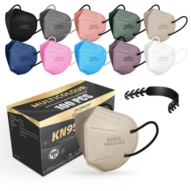 Mascarillas faciales KN95 FACEMOON, paquete de 100, desechables para adultos