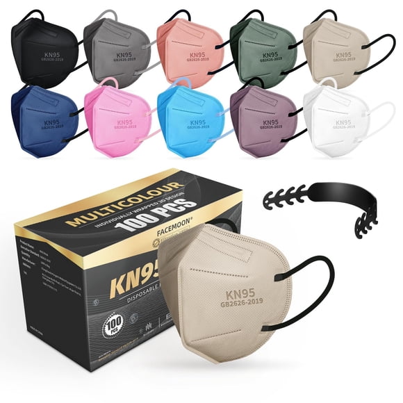 Mascarillas faciales KN95 FACEMOON, paquete de 100, desechables para adultos