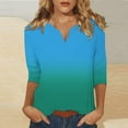 thumbnail image 2 of Seductiva Women's 3/4 Length Sleeve Tops 2025 Summer 3/4 Sleeve Tops for Women Summer Notched V Neck Plain T Shirts Casual Cute Three Quarter Length Blouses Fashion Spring Dressy Business Casual, 2 of 5