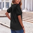 thumbnail image 6 of Women's Loose-Fit Linen Button-Up Shirt with Short Sleeves and Round Neck, 6 of 6