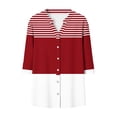 thumbnail image 6 of Fewfanhot Women 3/4 Sleeve Blouse, Notched V‑Neck Button Front Tunic Top, Loose Fit Casual Shirt for Ladies, 6 of 6