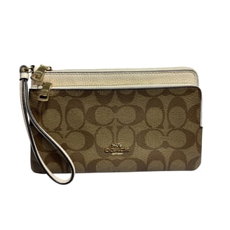 Coach Pebbled Leather Double Corner Zip Wristlet F87590 Carnation