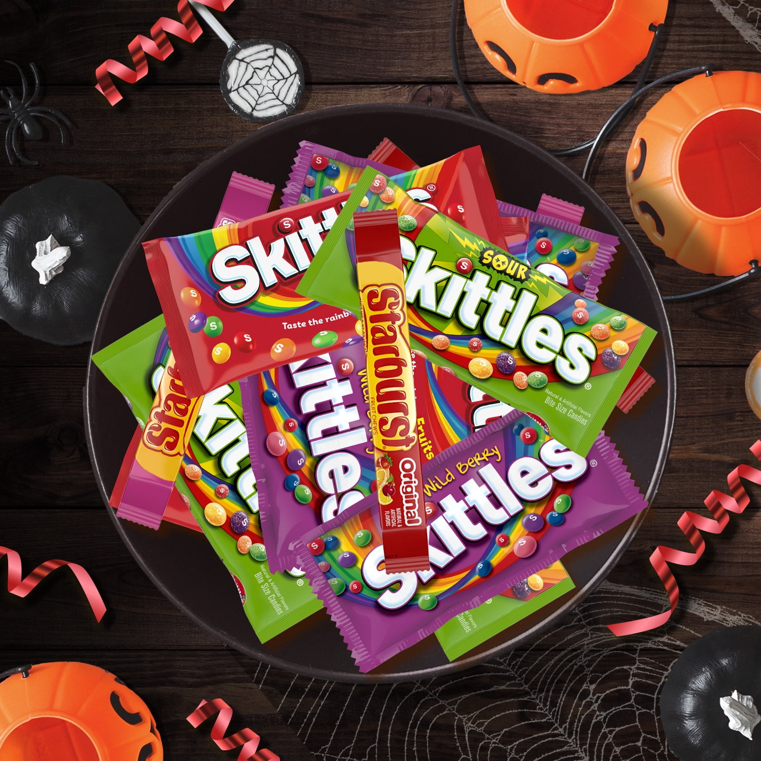 (2 pack) Skittles & Starburst Chewy Variety Pack Halloween Candy - 18 Count Box