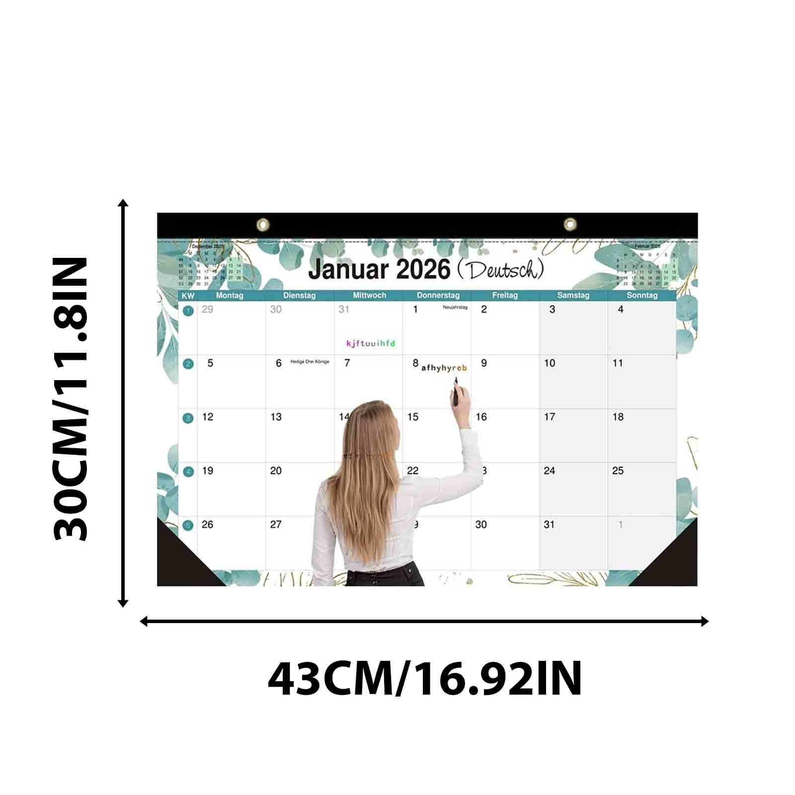 Cadorn 18-Month Wall Calendar Jan 2026 - Jun 2027, Spiral Binding with Hanging Hook, Monthly Weekly Planner for Home Office Organization