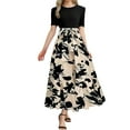 thumbnail image 1 of Icvfdpl Womens Dresses Summer,2025 Print Wrap Short Sleeve Maxi Patchwork Ruffle A Line Dress Soft Beach Dress For Women,M, 1 of 7