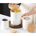 thumbnail image 3 of Juegos de botes para la cocina, botes de cerámica para la encimera, tarro de café con tapa de madera hermética, juego de 3 recipientes para harina y azúcar, tarros blancos para almacenar alimentos, 3 of 8