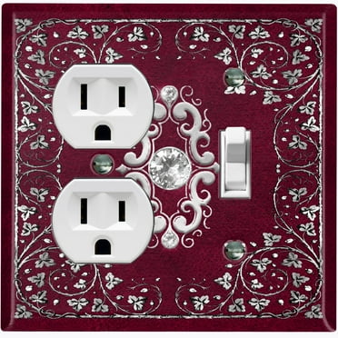 Metal Light Switch Plate Cover Elegant Starry Night Maroon Green Frame FRA030
