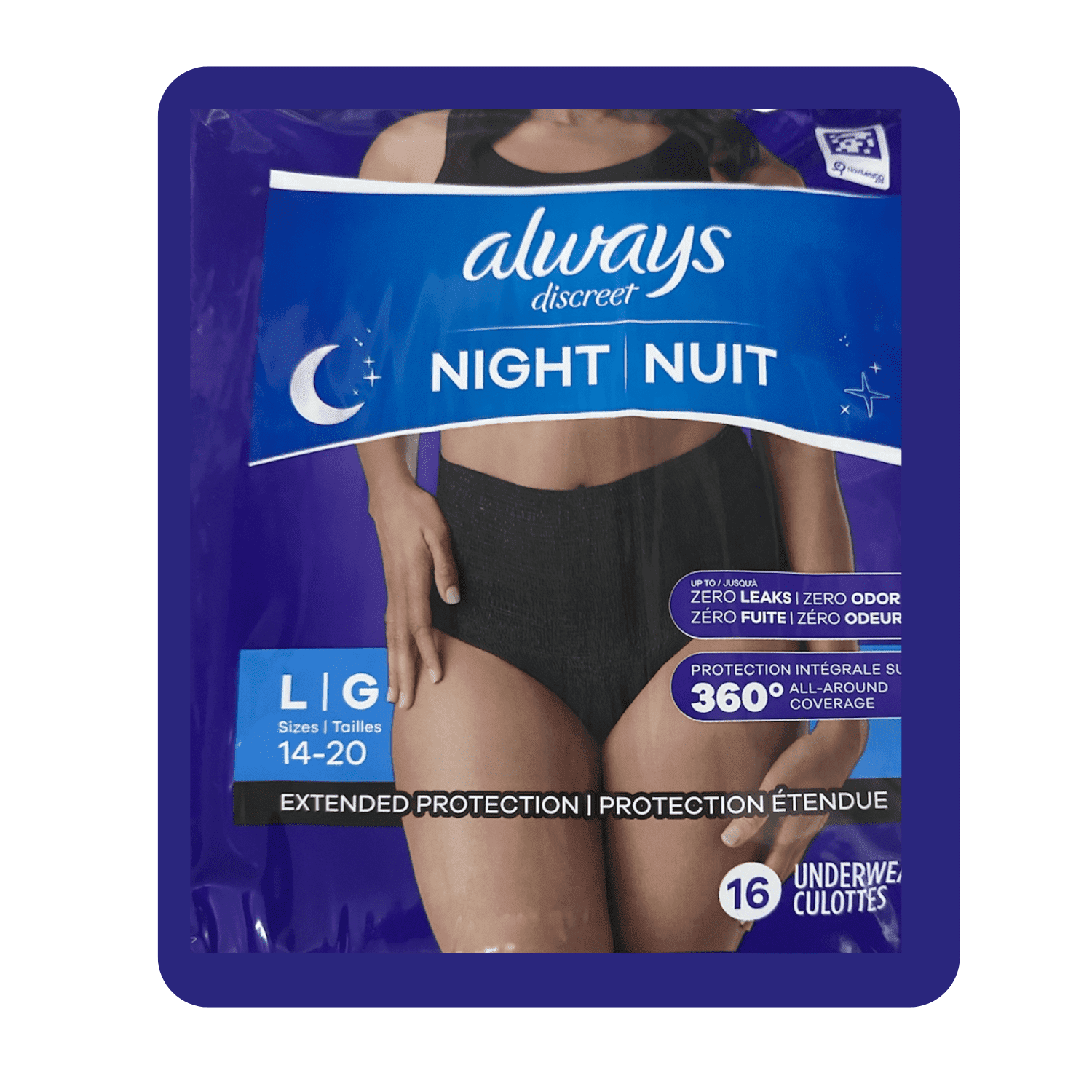 Always ブラック XL パンツ Always Discreet Boutique Incontinence Underwear, Maximum
