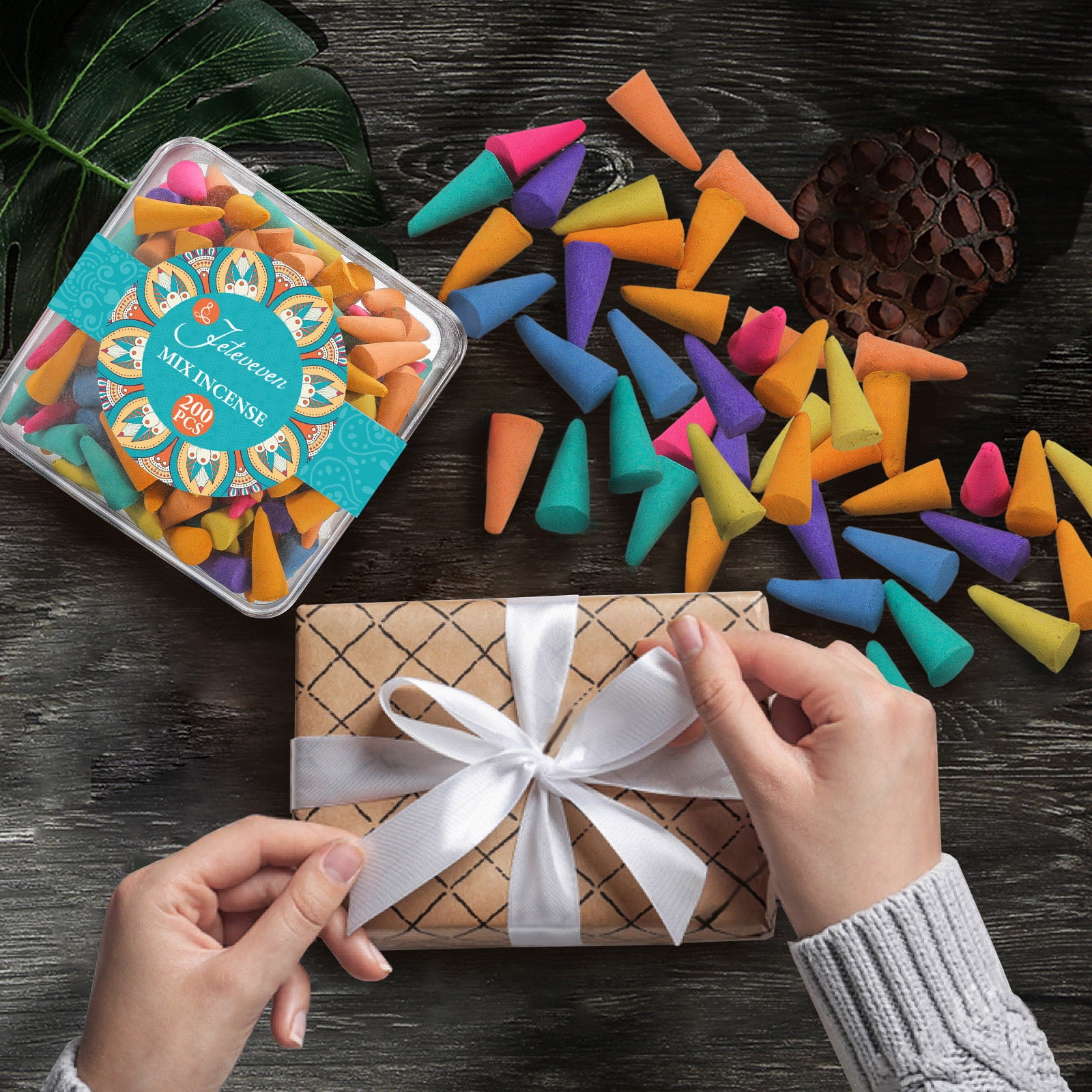BSHAPPLUS 200PCS Traditional Incense Cones,Incense Cones Assorted,Incense Holder Cones,Incense Burner Cones,Solid Bullet Cone Mixed 8 Flavors Lavender Rose Jasmine Osmanthus Sage Sandalwood