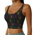 thumbnail image 2 of Xecao Mardi Gras Carnival for Sports Bra with Removable Pads, Crop Tank Top Design, Women's Longline Sports Bra - Non-Wired - Small, 2 of 9