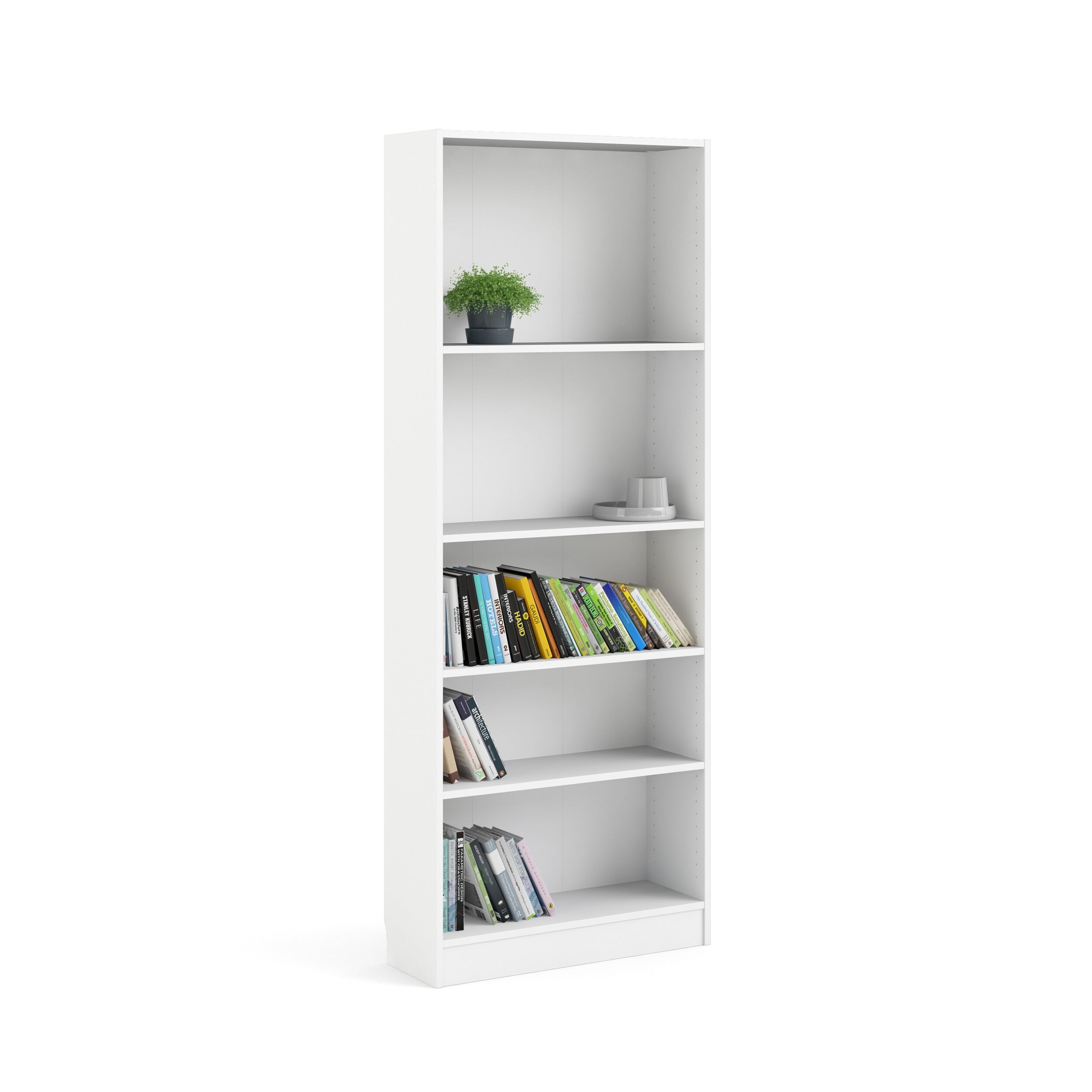 Tvilum Element Adjustable 5 Shelf Bookcase, Storage Home Office Bookshelf for Adults, White