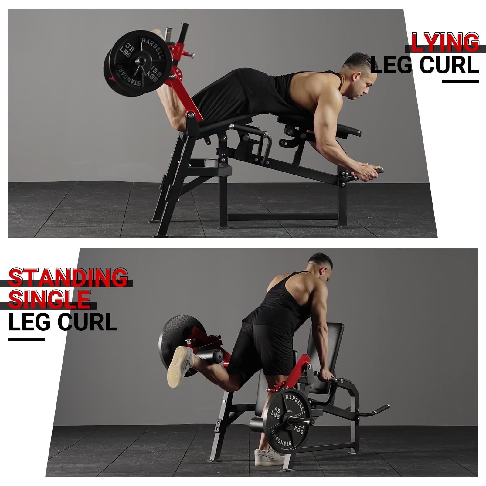 Syedee Leg Extension and Curl Machine, Single Leg Extension, Lying Leg Curl, Standing Leg Curl, Adjustable Leg Exercise Bench with 230LBS Weight Plates