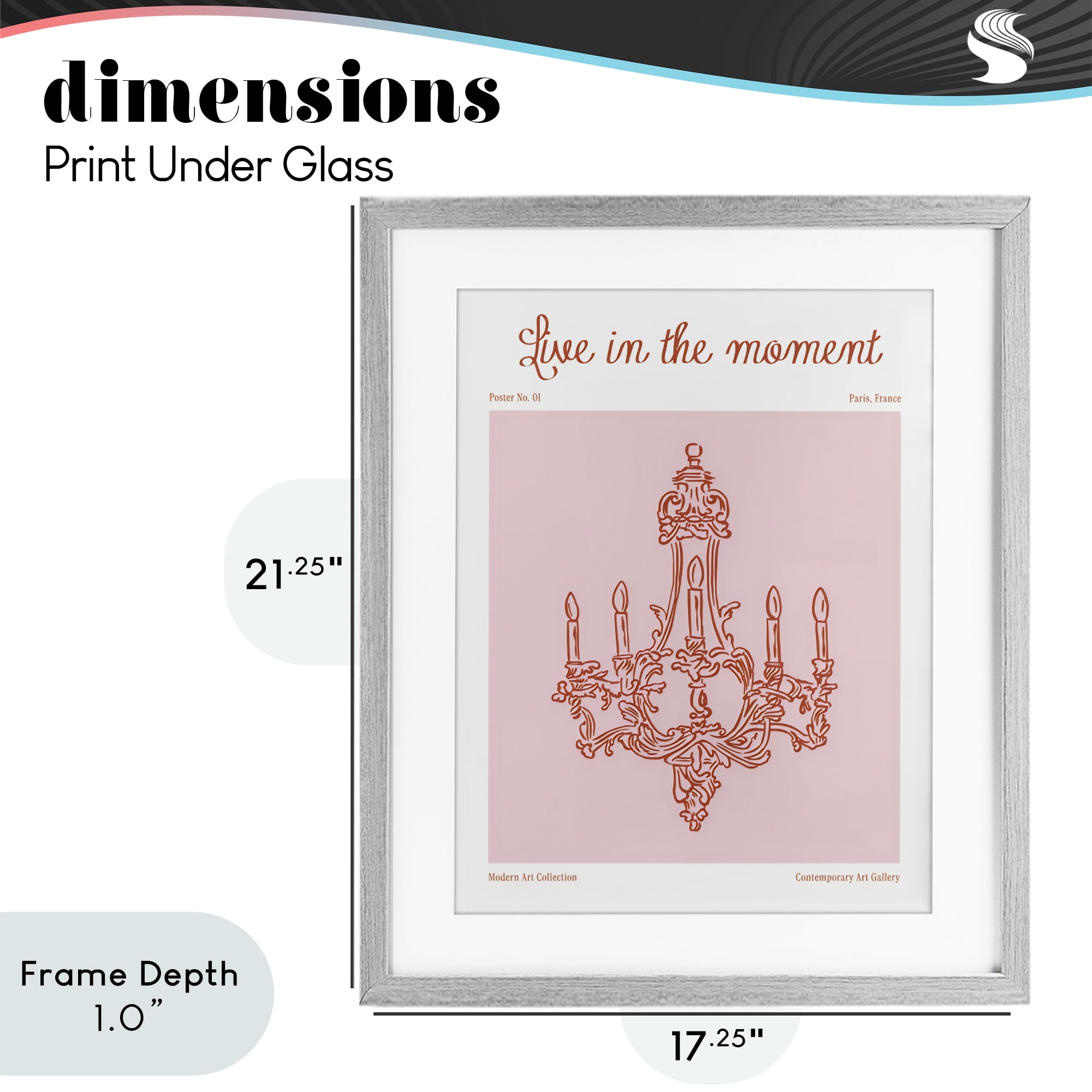 Stupell Industries Live In The Moment Chandelier Gray Framed Print Under Glass, design by The Prints Vibe