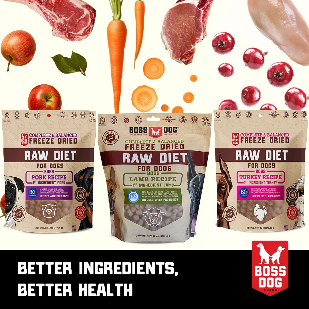 Boss Dog Probiotic Freeze Dried Healthy Dog Food, Pork 12 oz