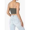 thumbnail image 4 of TheMogan Women's Solid Spaghetti Straps Ribbed Seamless Stretch Crop Cami Tank Top, 4 of 7