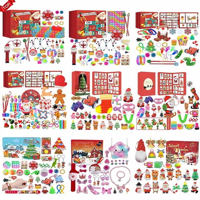 Calendario de Adviento de Navidad de 24 días para niños, muñeco de nieve de Papá Noel, juguetes antiestrés, caja de regalo de Navidad de Adviento con cuenta regresiva de Año Nuevo 2023