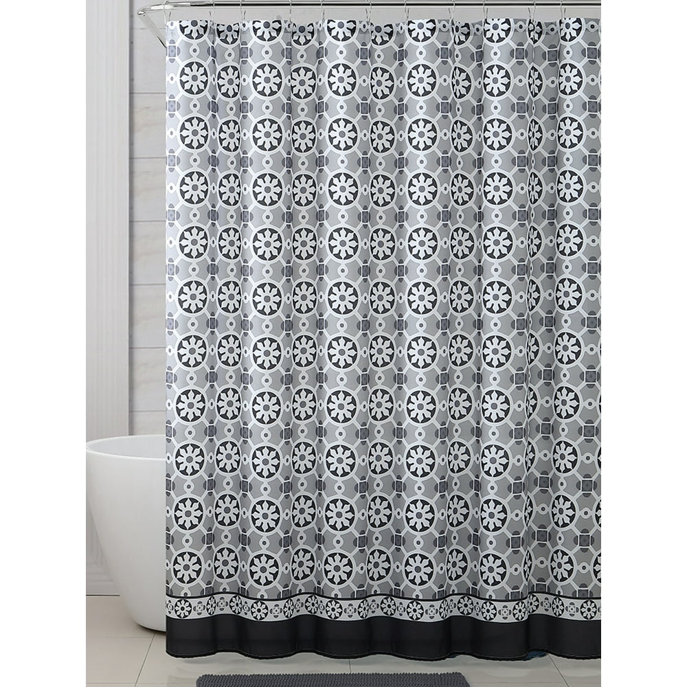 Geometric Black Gray White Shower Curtain for Bathroom