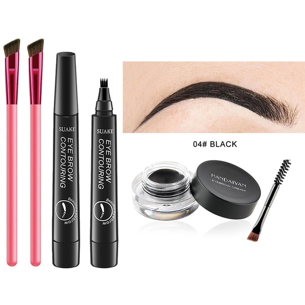 Puntoco Kit de cuidado de cejas laminadas en 4D para el hogar, cepillo para cejas, cepillo de maquillaje de cejas con pelo simulado multifunción, cepillo para cejas con pelo 4D, kit de cuidado de