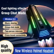 Motorcycle Helmet Bluetooth Speakers Headset, 2-Way Helmet Intercom System Headphone with 2 Type Mics, TF Card Slot, Hands-Free FM Music/Call, 1000mAh Battery, IPX6, Noise Cancellation