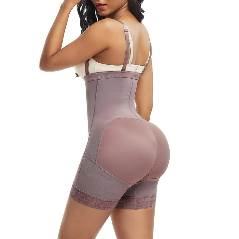 Women's Firm Tummy Compression Bodysuit Detachable Straps Underbust Open  Crotch Full Body Slimming Body Shaper Black S 