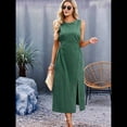thumbnail image 4 of Vestidos Casuales para Mujer, Vestido de Color Liso, Chaleco Sin Mangas, Falda de Verano con Temperamento Ceñido A la Cintura. Verde M, 4 of 9