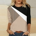 thumbnail image 2 of Pompotops Mode Femmes Manches Courtes Rétro Col Rond Imprimé Tops en Vrac Blouse Manches Trois Quarts, 2 of 5