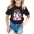 thumbnail image 2 of MUXiin Kids Easter Shirts Girls Rabbit Tops Egg Short Sleeve Tee for Toddler Comfortable Easter Day Tee Shirt Summer Clothes for Girls (Black,10-11 Years), 2 of 4