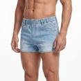 thumbnail image 5 of Ceisia Men Elastic Waist Light Wash Denim Shorts Pocket Design Casual Summer Short Jeans Light Blue L Gift, 5 of 9