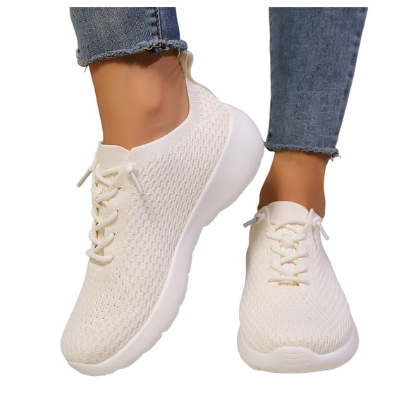 Women's Breathable Walking Shoes Wedge Non Slip Knit Orthopedic Shoes Lightweight Slip On Sneakers