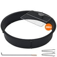 thumbnail image 5 of Fire Pit Ring Insert 36 inch, Outdoor Fire Pit Liner Round Solid Steel Fire Ring with Cooking Grate, Heavy Duty Metal Steel Firepit Rings for Outside Wood Burning DIY Camping Patio Yard Garden, Black, 5 of 7