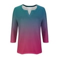 thumbnail image 4 of Scyoekwg Shirts for Women 3/4 Sleeve Tops V-Neck Three-quarter Sleeve Tshirt Gradient Color Graphic Tops Loose Fall Clothes Fashion Dressy Casual Blouses Vintage Tops(Red,S), 4 of 5