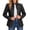 Black-A, variant on Women's Faux Leather Blazer Notched Lapel Single Button Long Sleeve Slim Fit Jacket Vintage Dressy Casual Work office Outerwear for Fall Winter Black