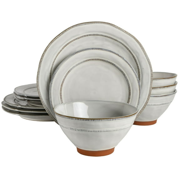 Gibson Elite Terranea 12 Piece Dinnerware Set - White