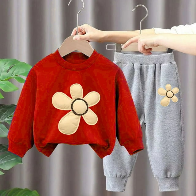 Chandail à Capuchon Imprimé pour Enfants, Ensemble Pantalon, Chandail Ample pour Garçons/filles Rouge 6 Ans