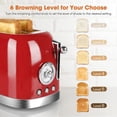 thumbnail image 3 of CROWNFUL 2-Slice Toaster with Extra Wide Slots, Retro Stainless Steel Toaster, 3 of 8