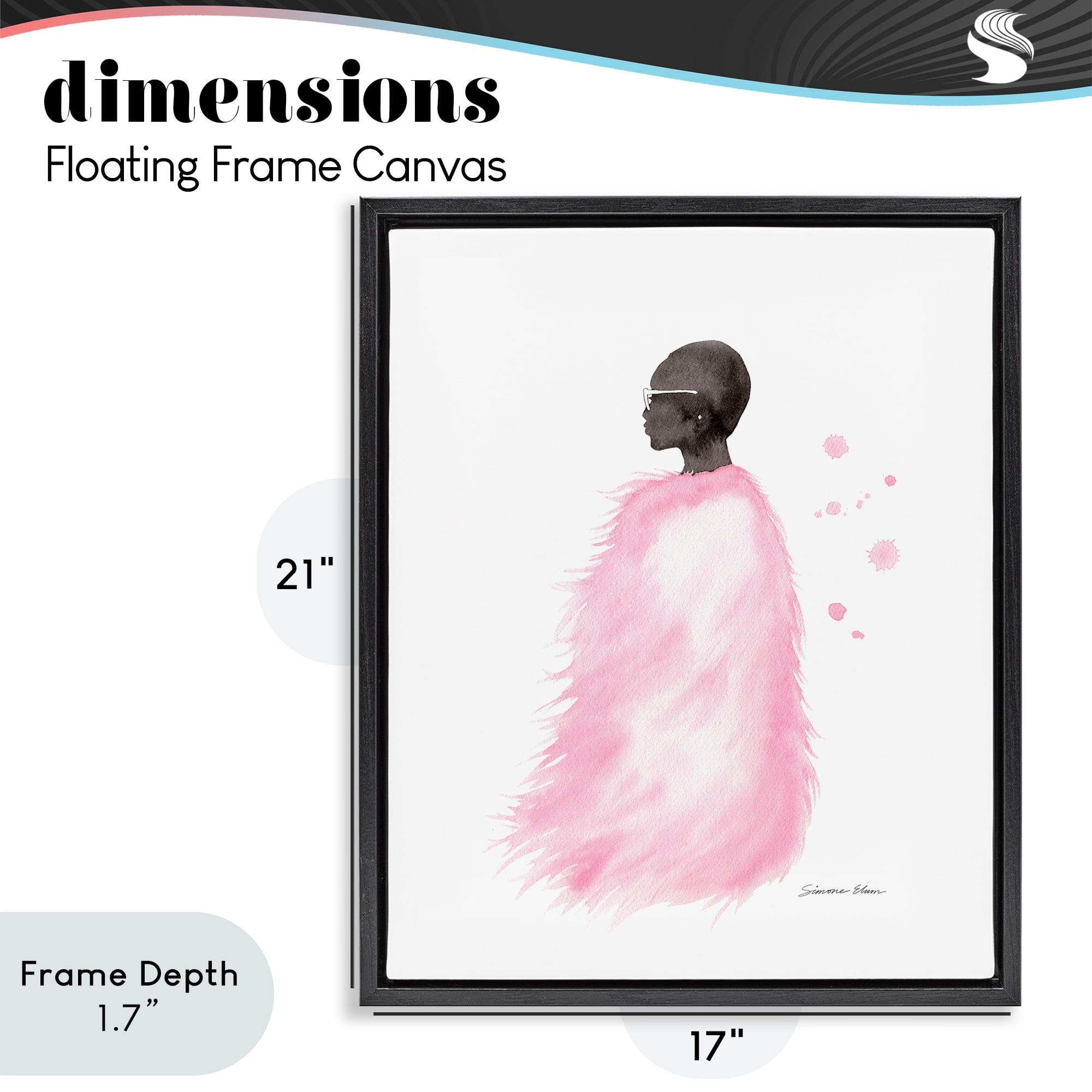 Stupell Industries Pink Fur Coat Portrait Black Framed Floater Canvas Wall Art, design by Simone Elum