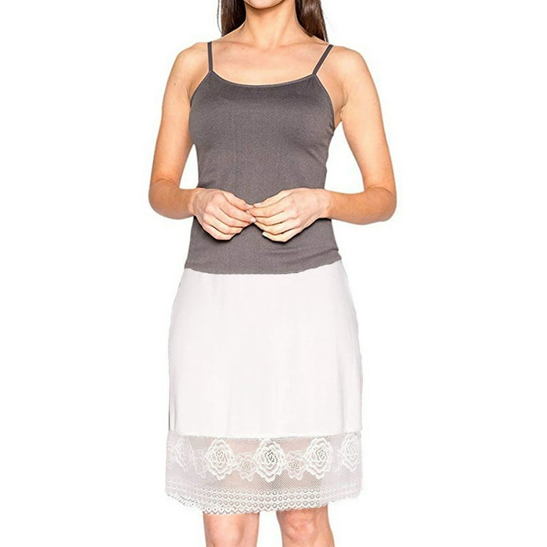 Half Slips for Women Waist Slip Petticoat Underskirt 24 Inch Long Lace Trim  Dress Extender