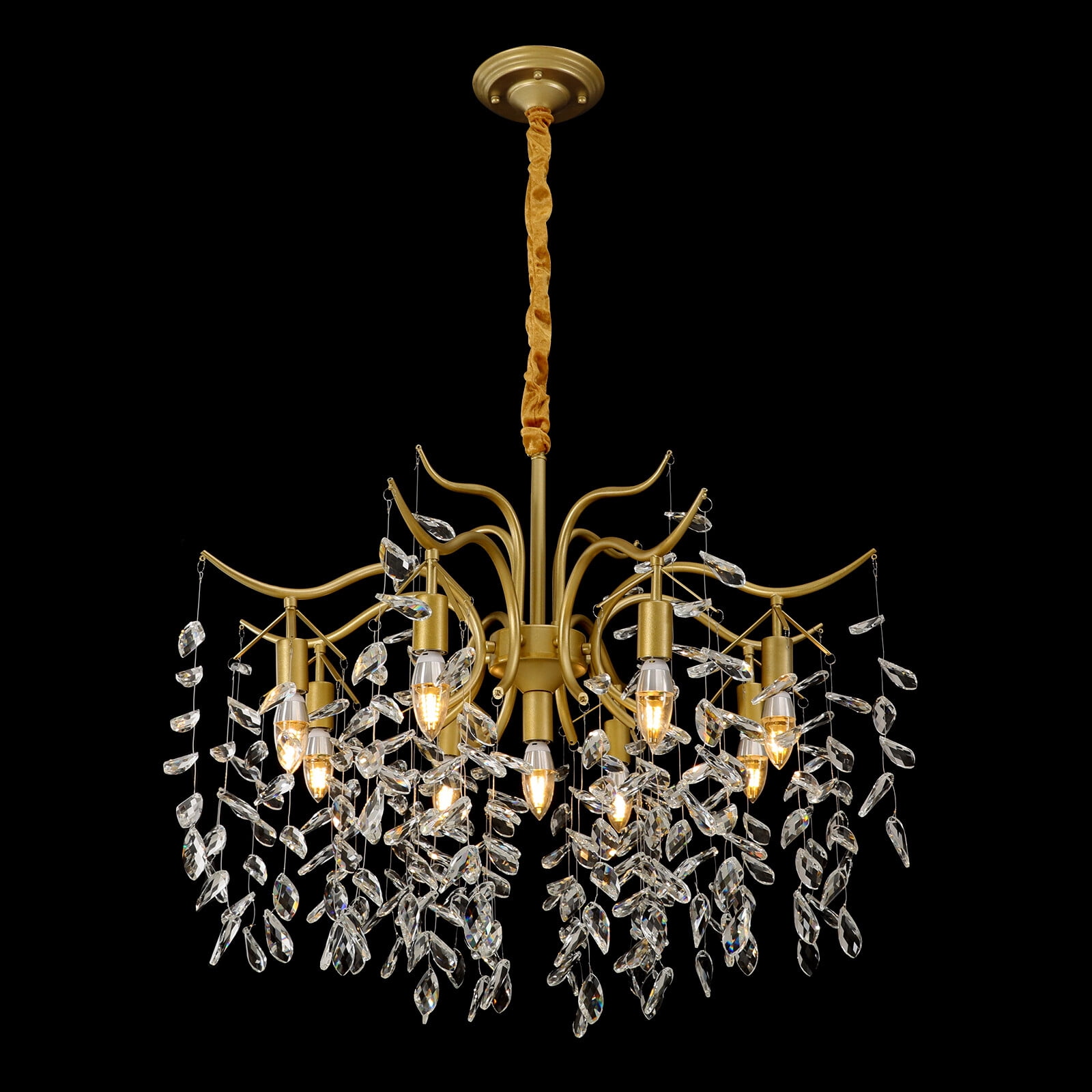 TFCFL Modern Luxury Large Crystal Chandeliers LED Ceiling Light Fixtures Pendant Lamp Adjustable Chain