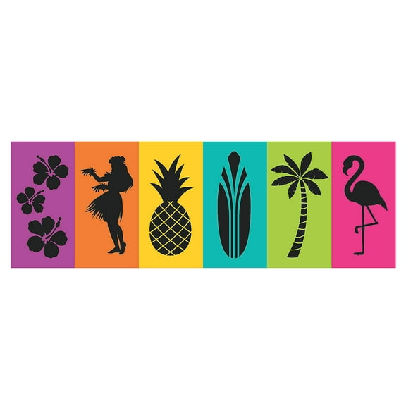 Luau Silhouette Backdrop Banner - Party Decor - 6 Pieces