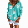 thumbnail image 4 of Towmus Women Flower Print Single- Long Sleeve Knitwear Cardigan Winter V-neck Pullover Cute Cardigan Sweaters, 4 of 6
